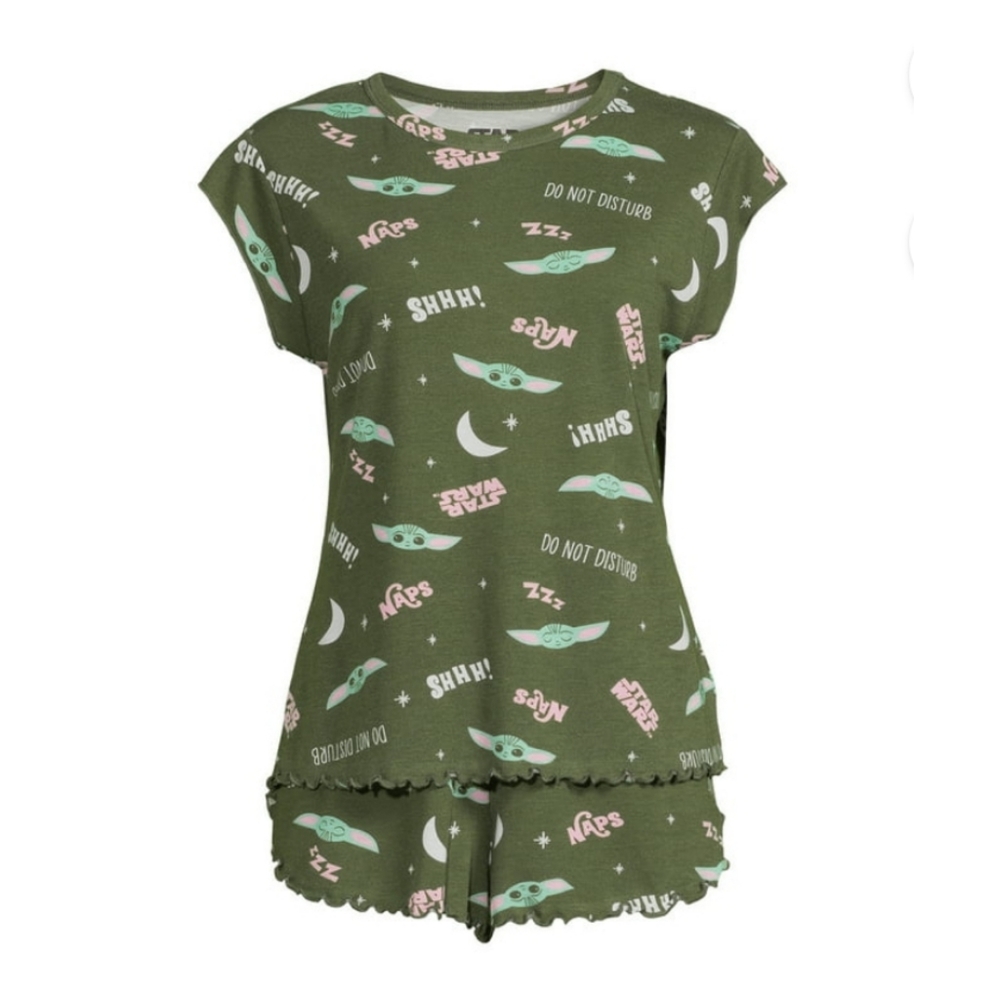 NWT Star Wars Yoda 3 piece Womens Pajama T-Shirt Shorts Socks Sleep Set Size XL